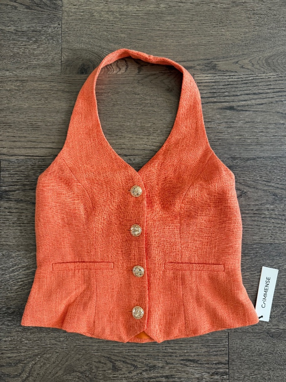 Commense Orange Linen Halter Top & Pants Set - Size Small - NWT